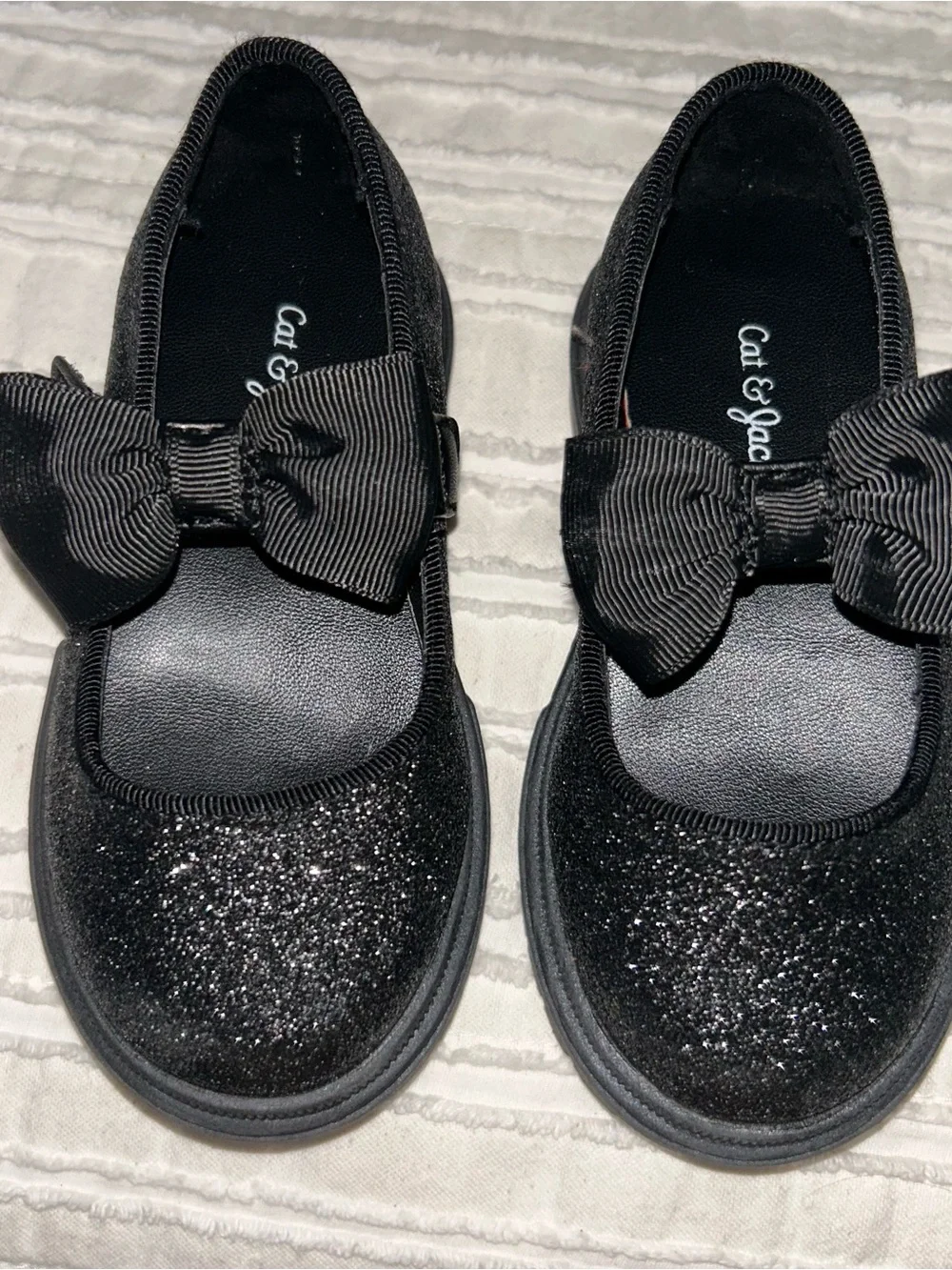 Cat & Jack Black Glitter Bow Mary Janes for Kids